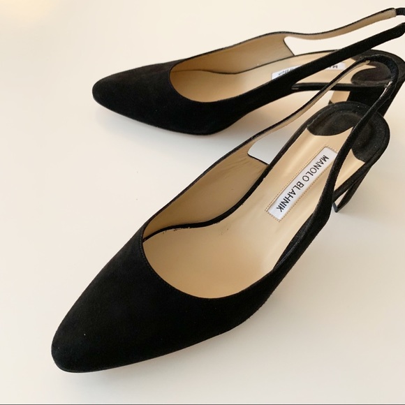 Manolo Blahnik Allurasa Suede Block Heel Singback 50mm - Picture 5 of 12